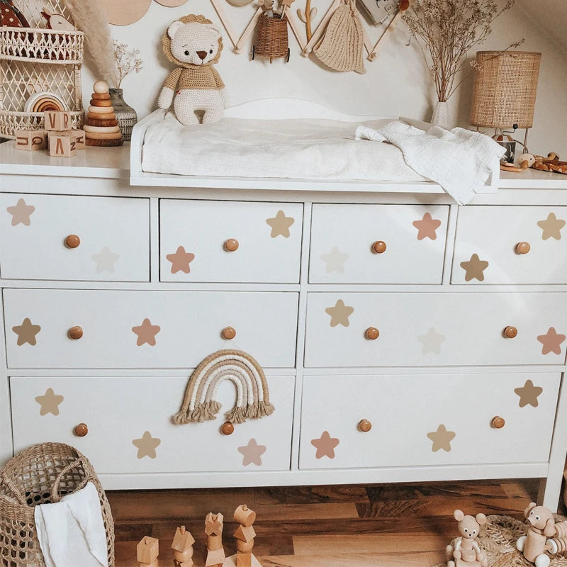 Boho Rainbow Wall Decals Polka Dot Boho Star Nursery Wall Stickers Baby's Room Waterproof Bedroom Kids Home Decor-HomeDecorDecals_com