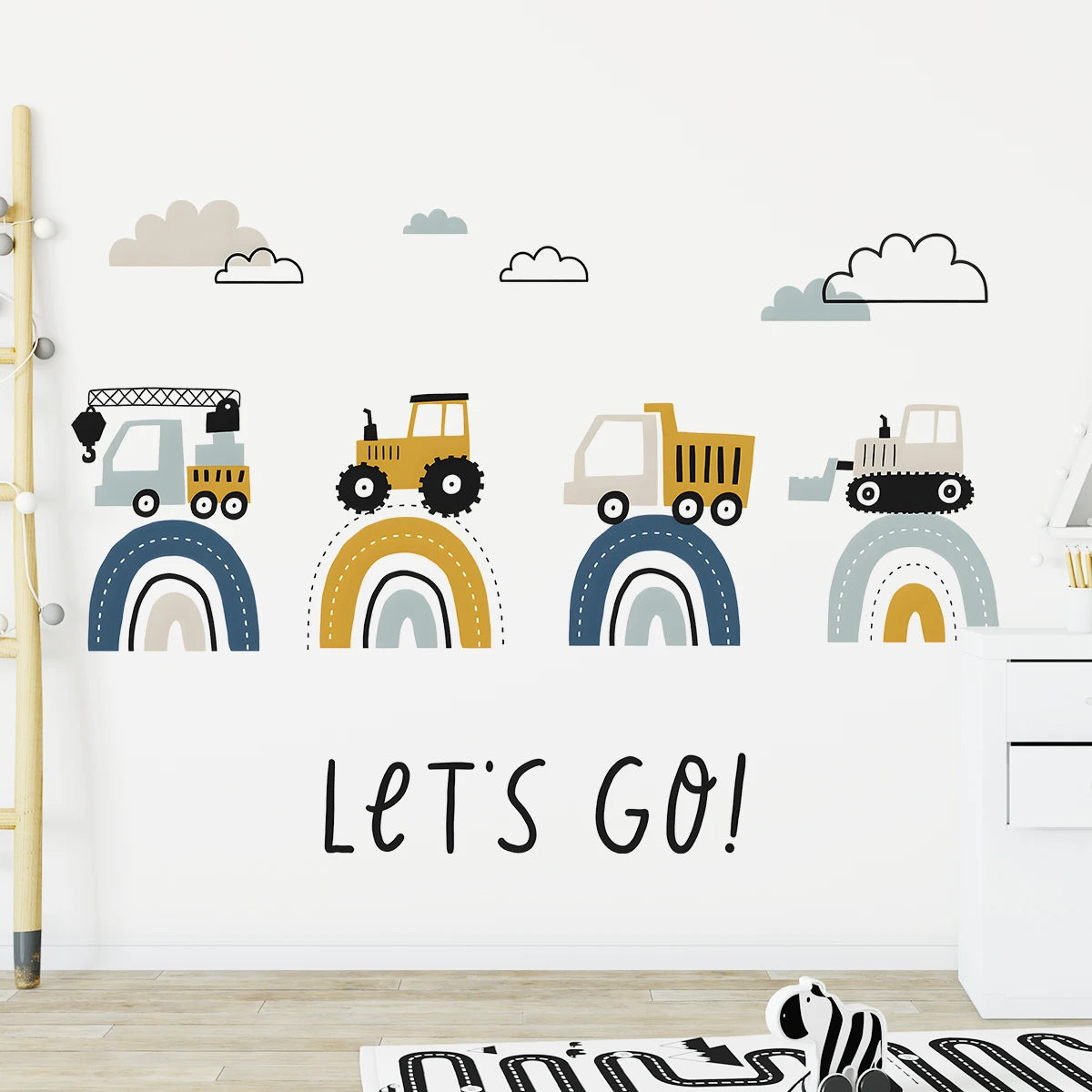 Colourful Cartoon Truck Rainbow Wall Sticker for Kids-HomeDecorDecals_com