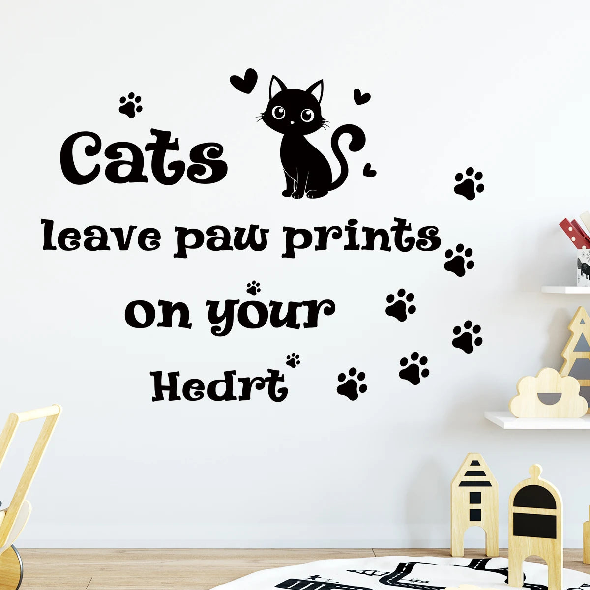 Cartoon Black Cat Wall Decal | Room Decor removable peel and stick wall decal by HomeDecorDecals.