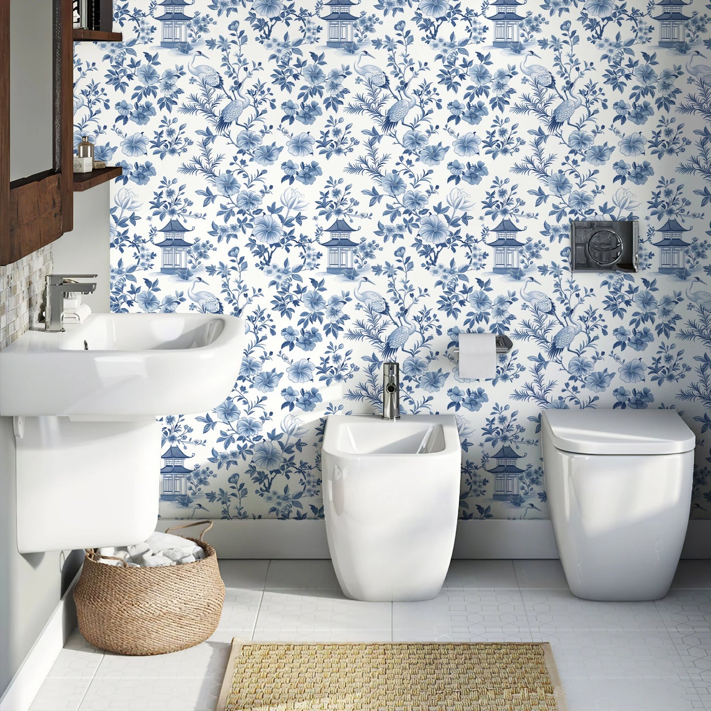 Blue Bird Floral Wall Decal | Home Decor decorative wall feature by HomeDecorDecals.