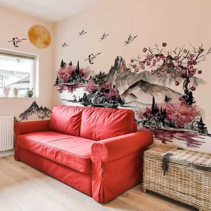 Creative Ink Style Landscape Painting Wall Decal | Home Decor design details by HomeDecorDecals.