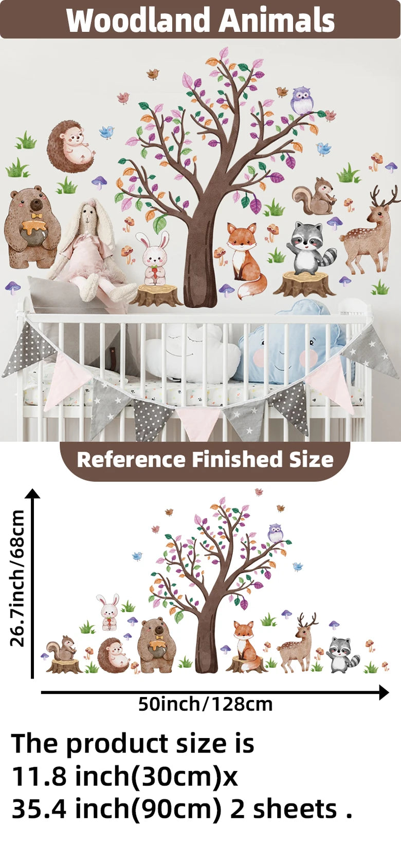 Safari Jungle Woodland Animals Wall Decals Wall Stickers for Boys Girls Baby Nursery Kids Bedroom Living Room Classroom Decor-HomeDecorDecals_com