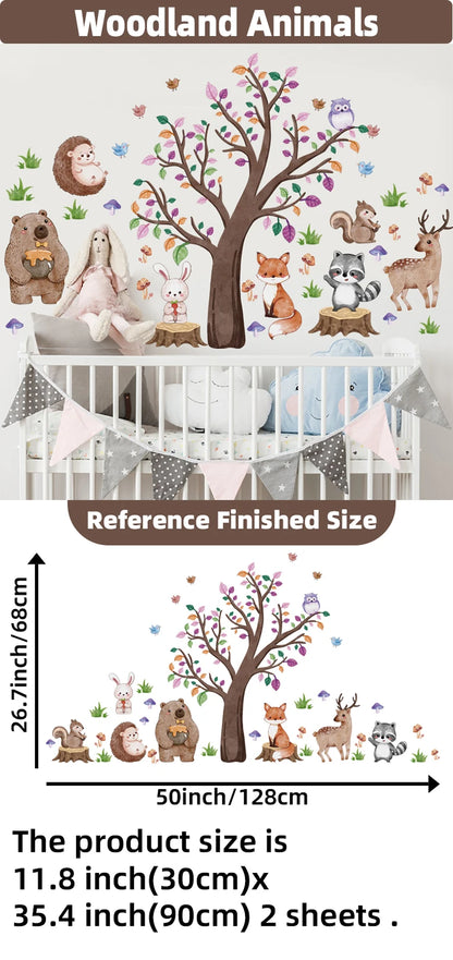 Safari Jungle Woodland Animals Wall Decals Wall Stickers for Boys Girls Baby Nursery Kids Bedroom Living Room Classroom Decor-HomeDecorDecals_com