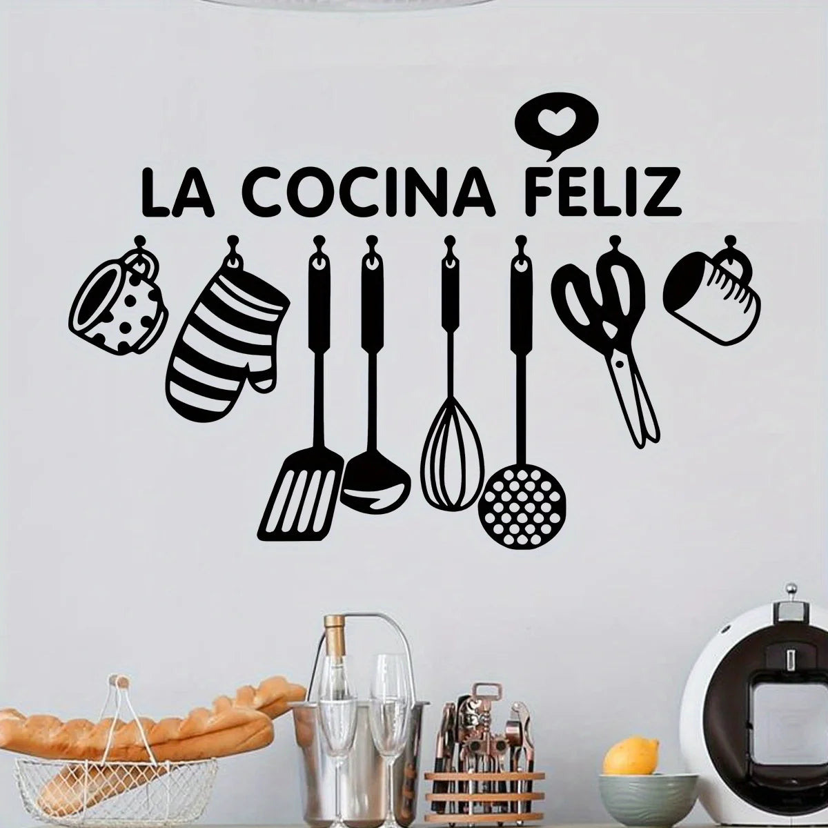 Close-up view of Black Kitchen Utensil Silhouette Wall Decal | Home Decor by HomeDecorDecals.