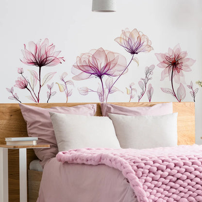 Pink Plant Flower Stickers PVC Wall and Furniture Decor-HomeDecorDecals_com