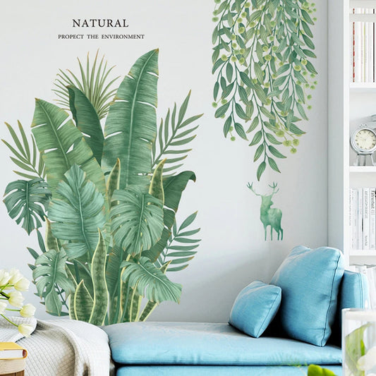 Green Leaves Tropical Wall Decal | Home Decor by HomeDecorDecals.