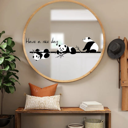 Close-up view of Bamboo Three Pandas Wall Decal | Home Decor by HomeDecorDecals.