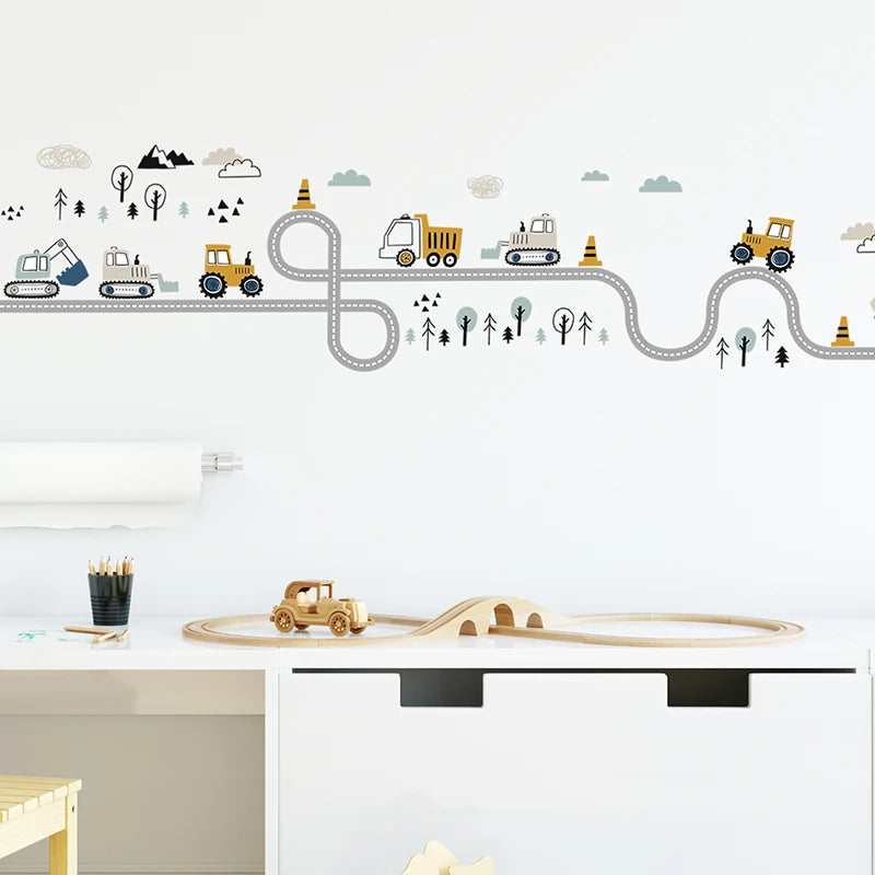 1pc Cartoon Cars Wall Stickers for Children Room Kids Room Truck Tractor Bedroom Wall Decoration Home Decor for The House-HomeDecorDecals_com
