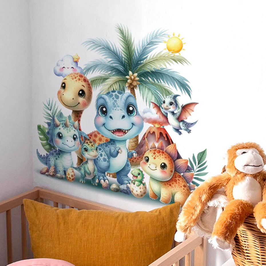 Cartoon Cute Dinosaur Wall Stickers for Children Room Boy Kids Room Living Room Nursery Background Decoration Wall Decals-HomeDecorDecals_com