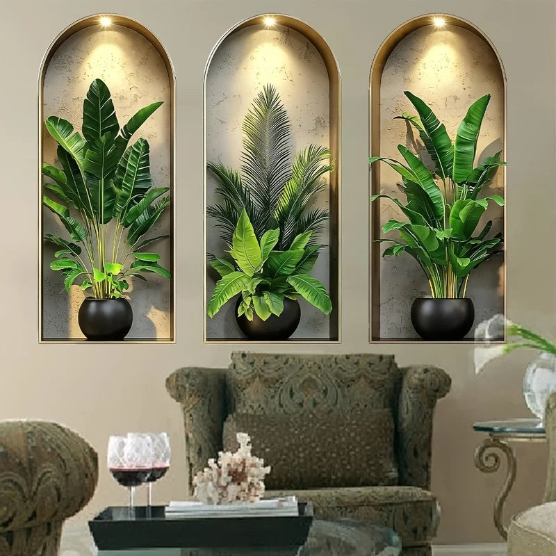 3D Watercolor Potted Plant Wall Stickers PVC-HomeDecorDecals_com
