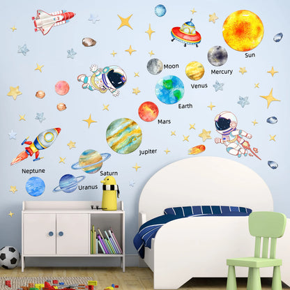 Solar System Astronaut Kids Wall Stickers-HomeDecorDecals_com