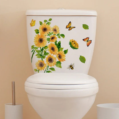 Plant Leaves Wall Sticker Toilet Sticker WC Self Adhesive Mural Beautify Flower Home Decoration Decals Refrigerator sticker-HomeDecorDecals_com