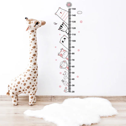 Simple Line Animals Cartoon Height Ruller Wall Stickers Grow Up Height Measure Wall Decals for kis Room Living Room Bedroom PVC-HomeDecorDecals_com