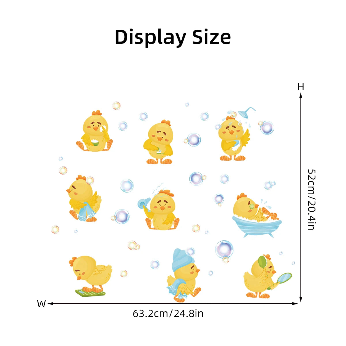 3pcs Set Cartoon Cute Duck Bath Bubble Pattern Wall Stickers for Bathroom Kids Room Decor Living Home Decoration Wall Decals-HomeDecorDecals_com