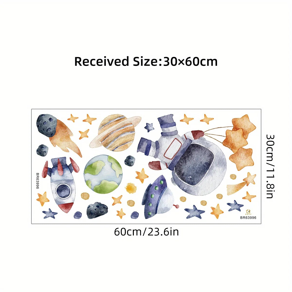 Cartoon Cute Astronaut Spaceship Rocket Planet Star Space Wall Stickers for Bedroom Living Room Nursery Decoration Wall Decal-HomeDecorDecals_com