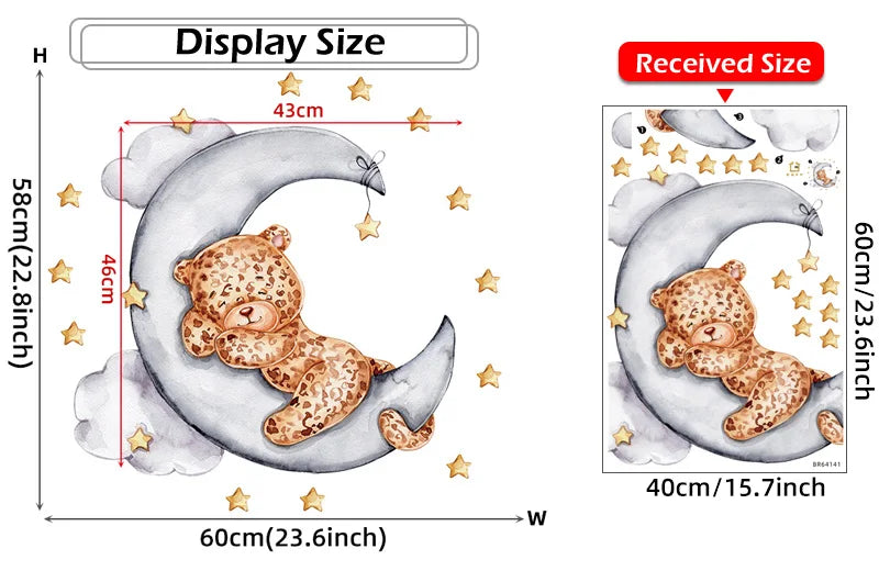 Cartoon Grey Baby Elephant Moon Gold Stars Wall Stickers for Kids Room Decor Nurserry Wall Decals Girl Boy Room Decorative-HomeDecorDecals_com