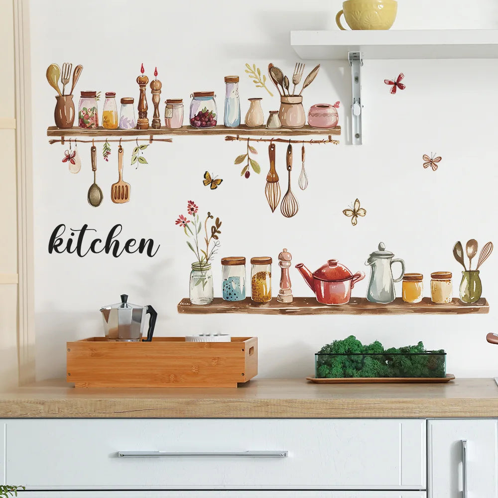 Painted Kitchenware Home Beautification Wall Decal | Home Decor removable peel and stick wall decal by HomeDecorDecals.