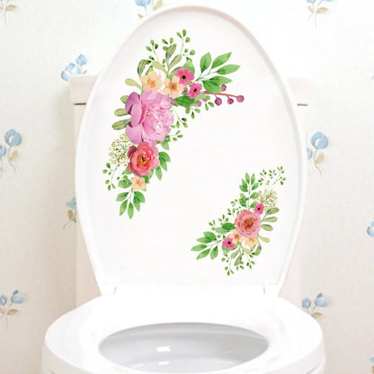 Green Plant Leaves Bathroom Toilet Sticker WC Closestool Wall Sticker Self Adhesive Mural Beautify Flower Home Decoration Decals-HomeDecorDecals_com