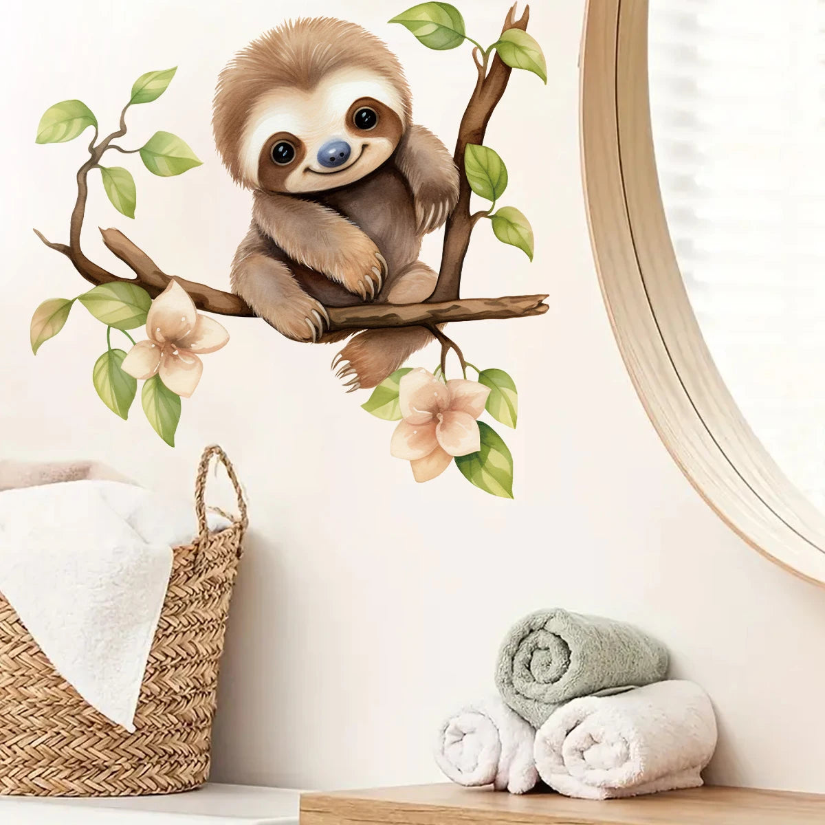1Pc Cartoon Sloth on Branch Cute Animal Wall Stickers Kids Room Wall Decals Living Baby Room Decor Bedroom Child Home Decoration-HomeDecorDecals_com