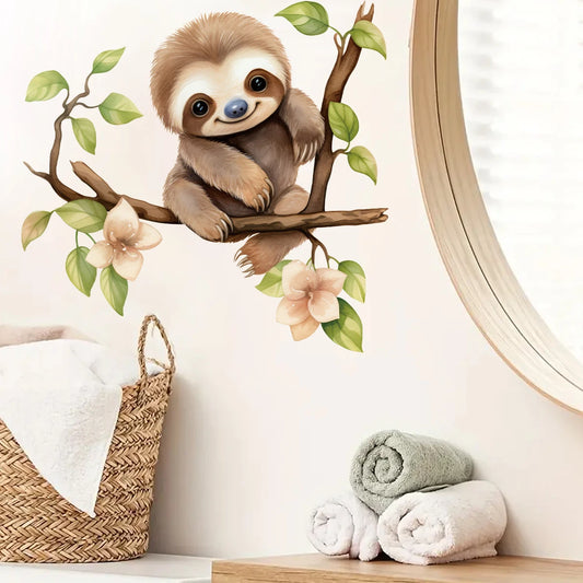 1Pc Cartoon Sloth on Branch Cute Animal Wall Stickers Kids Room Wall Decals Living Baby Room Decor Bedroom Child Home Decoration-HomeDecorDecals_com