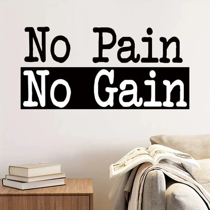 1Pc "No Pain No Gain" Inspirational Quotes Text Wall Stickers for Gym Study Room Decor Wall Decals Home Decoration Living Room-HomeDecorDecals_com