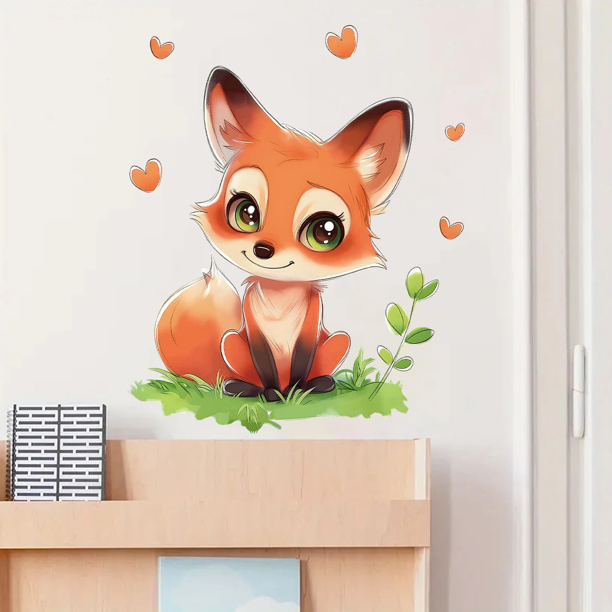 1pcs PVC Cartoon Cute Fox Wall Stickers for Kids Room Decor Bedroom Decoration Children Home Removable Wall Decals Nursery-HomeDecorDecals_com