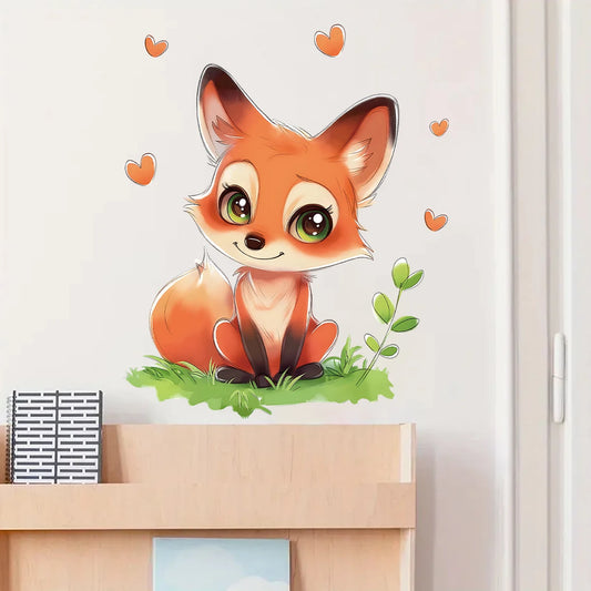 1pcs PVC Cartoon Cute Fox Wall Stickers for Kids Room Decor Bedroom Decoration Children Home Removable Wall Decals Nursery-HomeDecorDecals_com