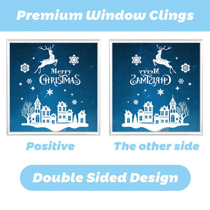 9pcs Snowflake Christmas Window Stickers Reindeer New Year Decal Wall Sticker White Christmas Electrostatic Stickers Decorations-HomeDecorDecals_com