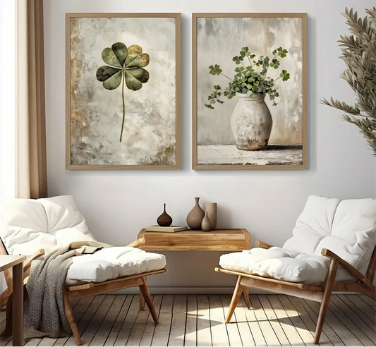 Retro Lucky Four-Leaf Clover Canvas Wall Decal | Home Decor wall art print by HomeDecorDecals.