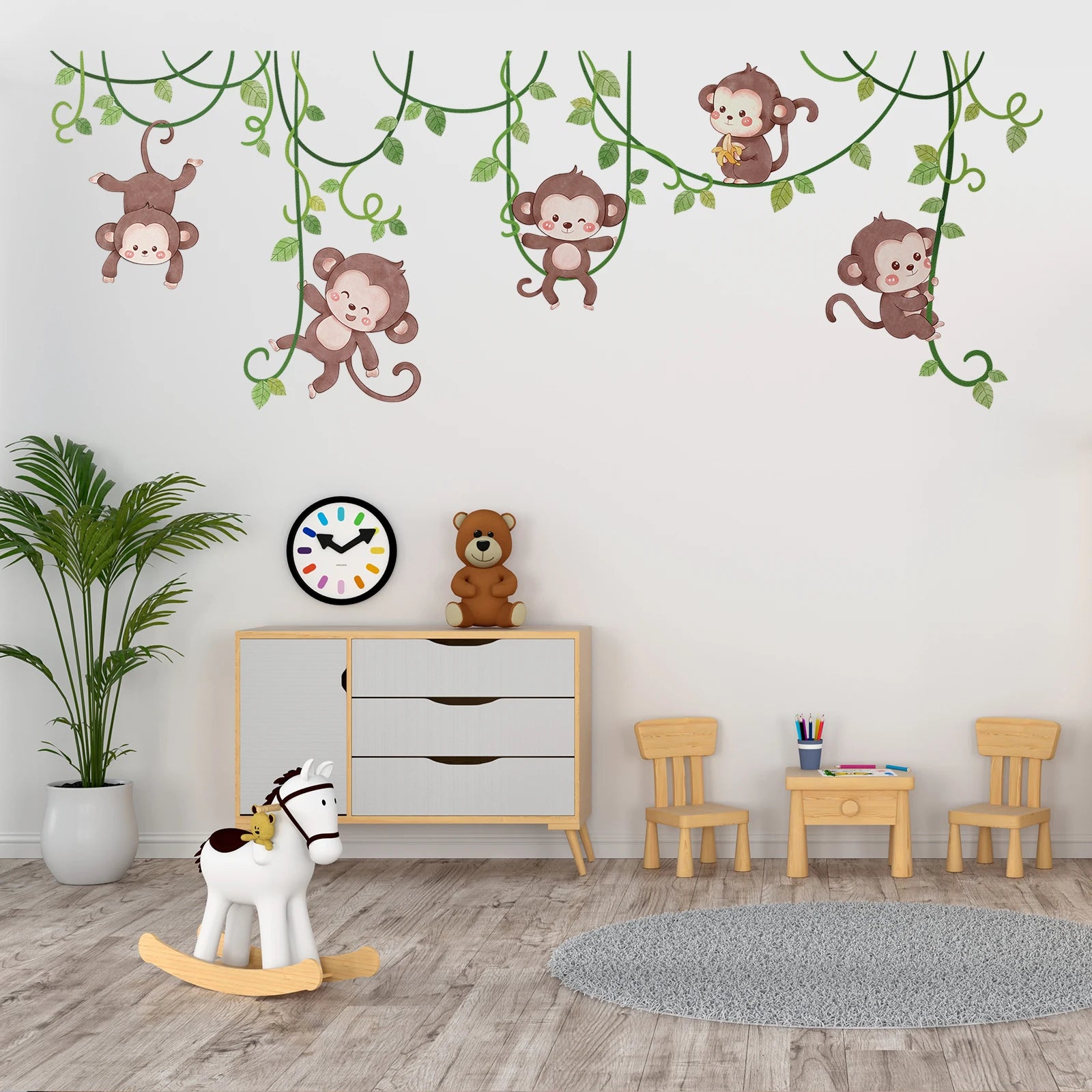 Safari Jungle Woodland Animals Wall Decals Wall Stickers for Boys Girls Baby Nursery Kids Bedroom Living Room Classroom Decor-HomeDecorDecals_com