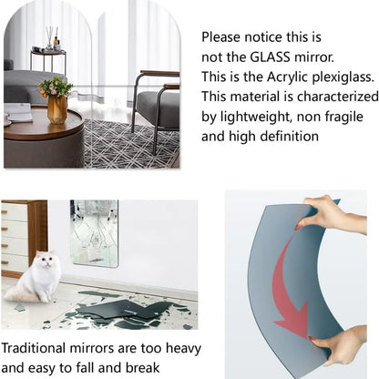 4/8pcs Self Acrylic Mirror Tiles DIY Flexible Non Glass Safety Mirror Sheets Wall Stickers Shatterproof,Home Decor-HomeDecorDecals_com