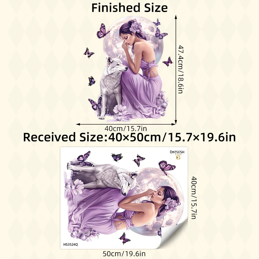 Girl Moon And Butterflies Wall Sticker for Kids Room-HomeDecorDecals_com