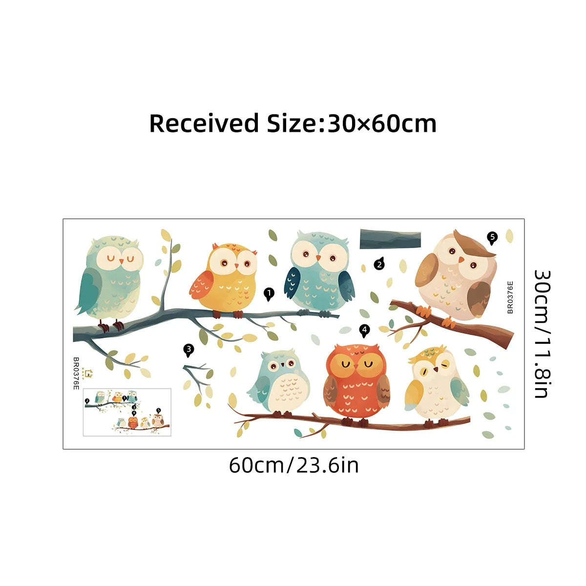 Cartoon Owl on Branch Wall Sticker for Kids Room-HomeDecorDecals_com