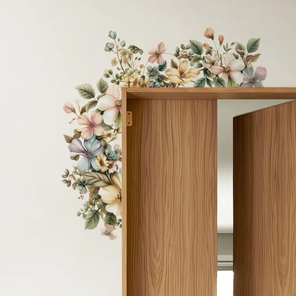 Painted Flowers and Green Leaf Wall Decal | Home Decor design details by HomeDecorDecals.