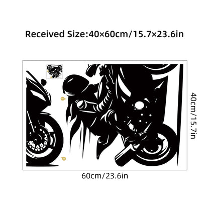 Additional view of Motorcycle Rider Silhouette Wall Decal | Room Decor by HomeDecorDecals.