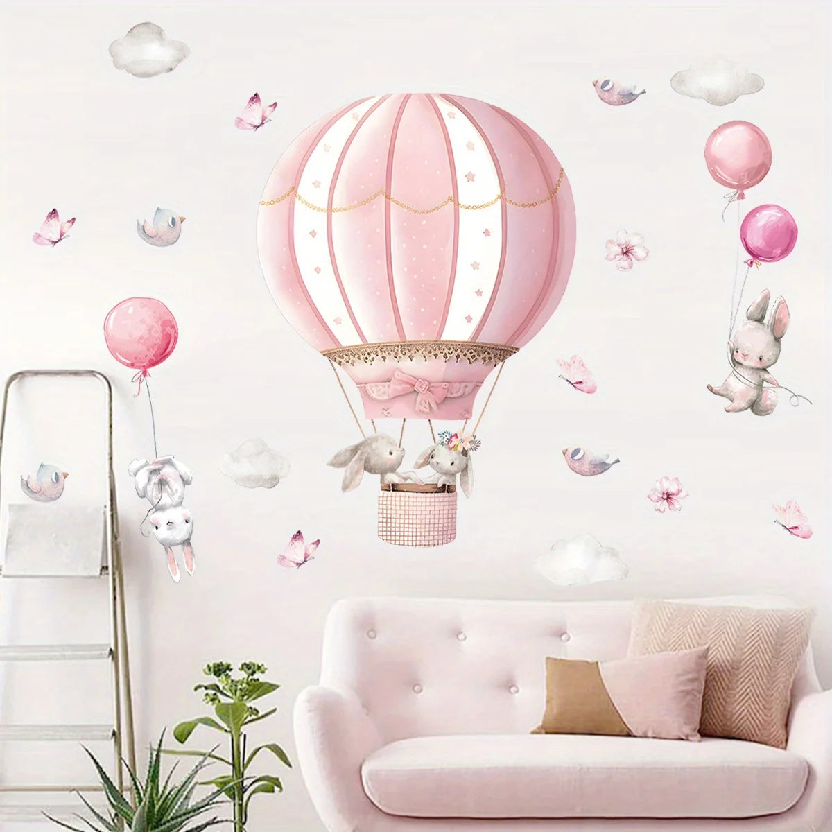 Cute Rabbit And Balloon Wall Decal for Kids-HomeDecorDecals_com
