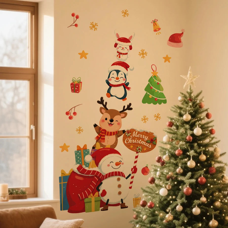 Cartoon Animal Christmas Wall Decal | Home Decor by HomeDecorDecals.