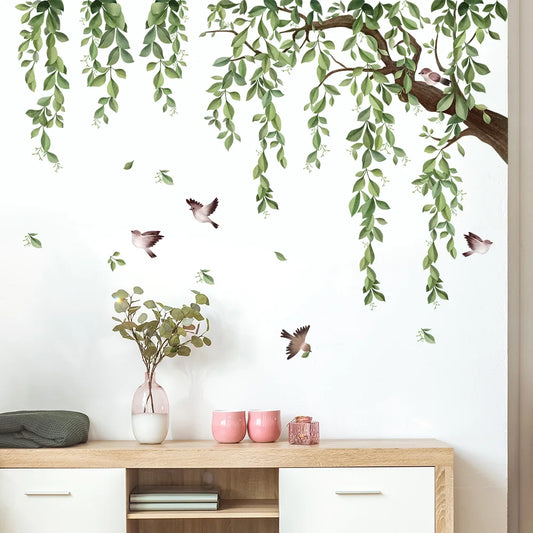 Green Leaves Nature Wall Decal | Home Decor removable peel and stick wall decal by HomeDecorDecals.