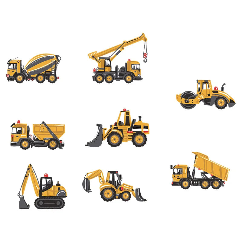Height Stickers Construction Vehicle Tower Crane for Kids Room Kindergarten Baby Measuring Height Ruler Wall Stickers Boys Gift-HomeDecorDecals_com