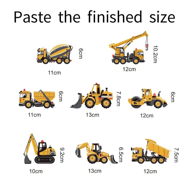 Height Stickers Construction Vehicle Tower Crane for Kids Room Kindergarten Baby Measuring Height Ruler Wall Stickers Boys Gift-HomeDecorDecals_com