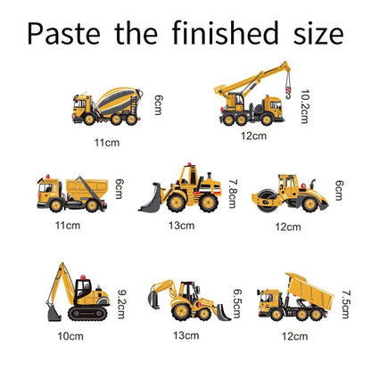 Height Stickers Construction Vehicle Tower Crane for Kids Room Kindergarten Baby Measuring Height Ruler Wall Stickers Boys Gift-HomeDecorDecals_com
