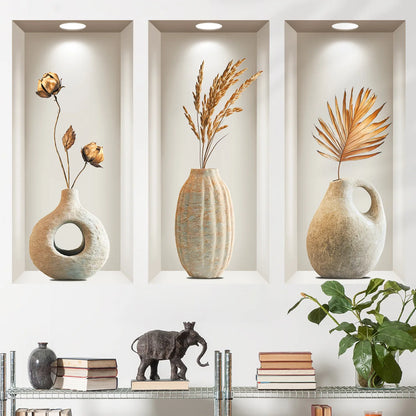 Close-up view of Golden Decorative Flower Vase Wall Decal | Home Decor by HomeDecorDecals.