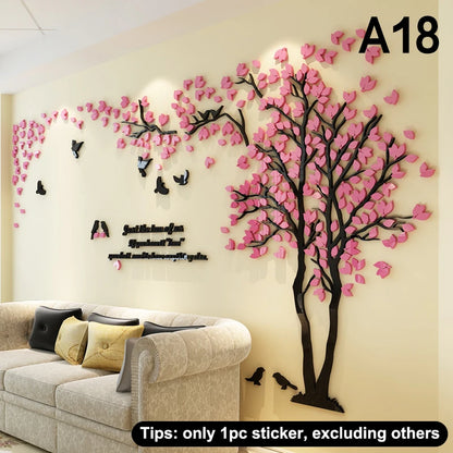 CC553D Acrylic Tree Wall Stickers Self-adhesive Background Wall Wall Decal Wall Stickers Home Decoration, Bedroom Wallpaper-HomeDecorDecals_com