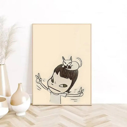 Y-Yoshitomo Nara Art Lovely melancholy Poster HD sticky wall waterproof home living room bedroom Dorm bar aesthetic decoration-HomeDecorDecals_com