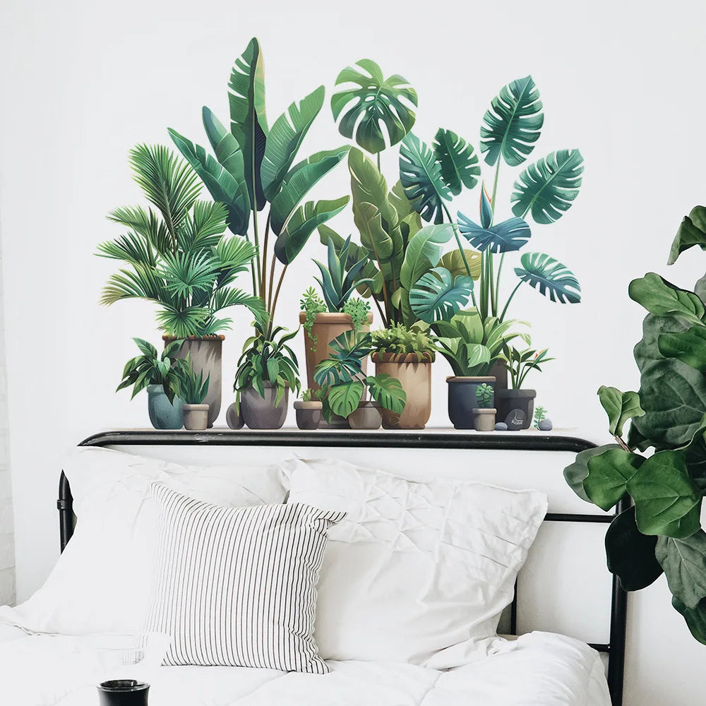 Close-up view of Tropical Banana Leaf Wall Decal | Home Decor by HomeDecorDecals.