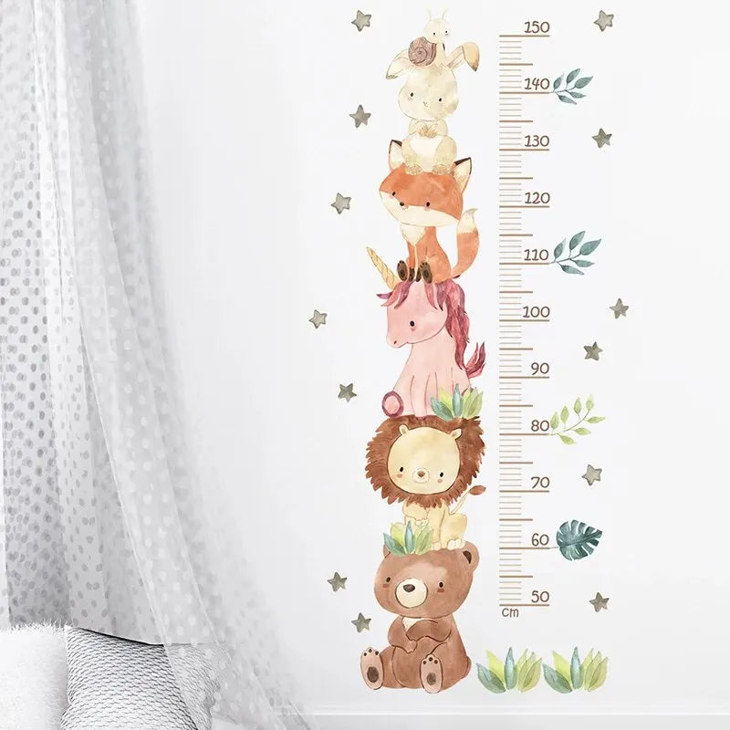 Cute Unicorn Animals Height Measurement Wall Stickers for Kids Room Bedroom Nursery Home Decoration Wall Decals-HomeDecorDecals_com