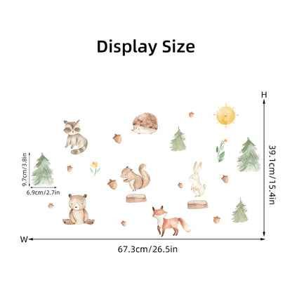 Cartoon Bear Fox Rabbit Cute Animals Wall Sticker Kids Room Decoration for Bedroom Wall Art Home Decore Living Room Wall Decals-HomeDecorDecals_com