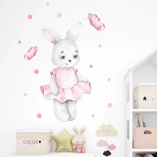 1Pc Cartoon Cute Rabbit Wall Sticker Furniture Baby Room Decor for Home Furniture Kids Room Bedroom Wall Decals Living Room-HomeDecorDecals_com