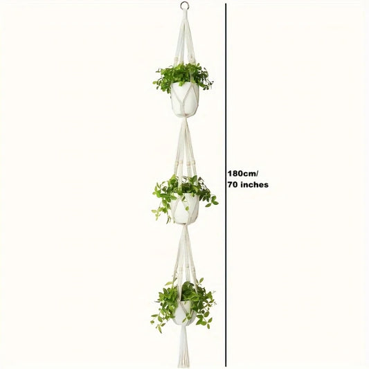 Hanging Planter Basket Cotton Rope with Beads | Home Decor removable peel and stick wall decal by HomeDecorDecals.