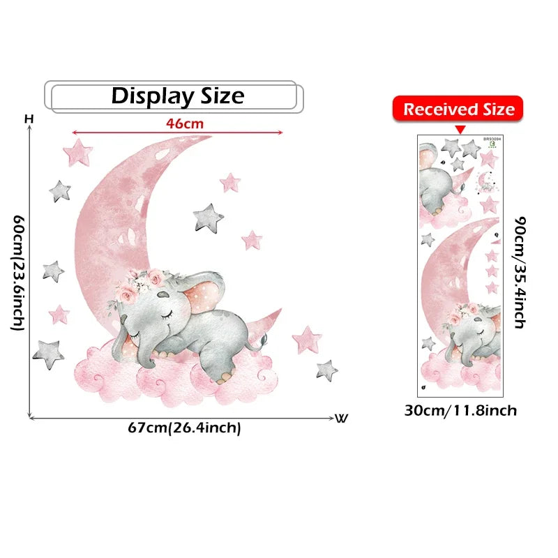 Cartoon Pink Elephant Wall Decal-HomeDecorDecals_com